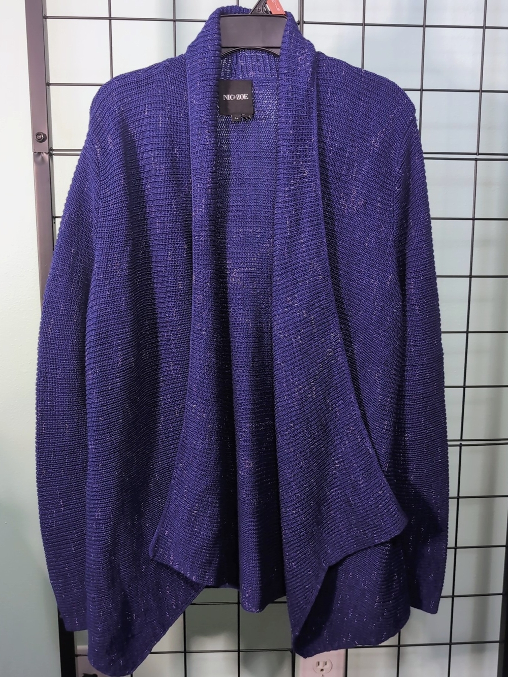 NIC+ZOE Petite Small Blue Open Front Draped Cardigan Sweater NWT